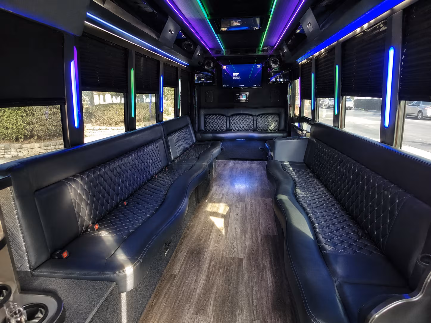 modesto 15 passenger party bus interior