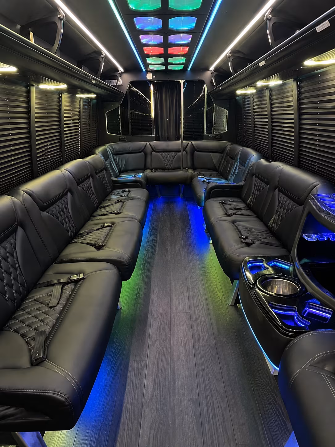 modesto 20 passenger party bus interior
