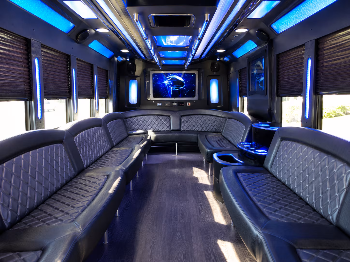 modesto 28 passenger party bus inside