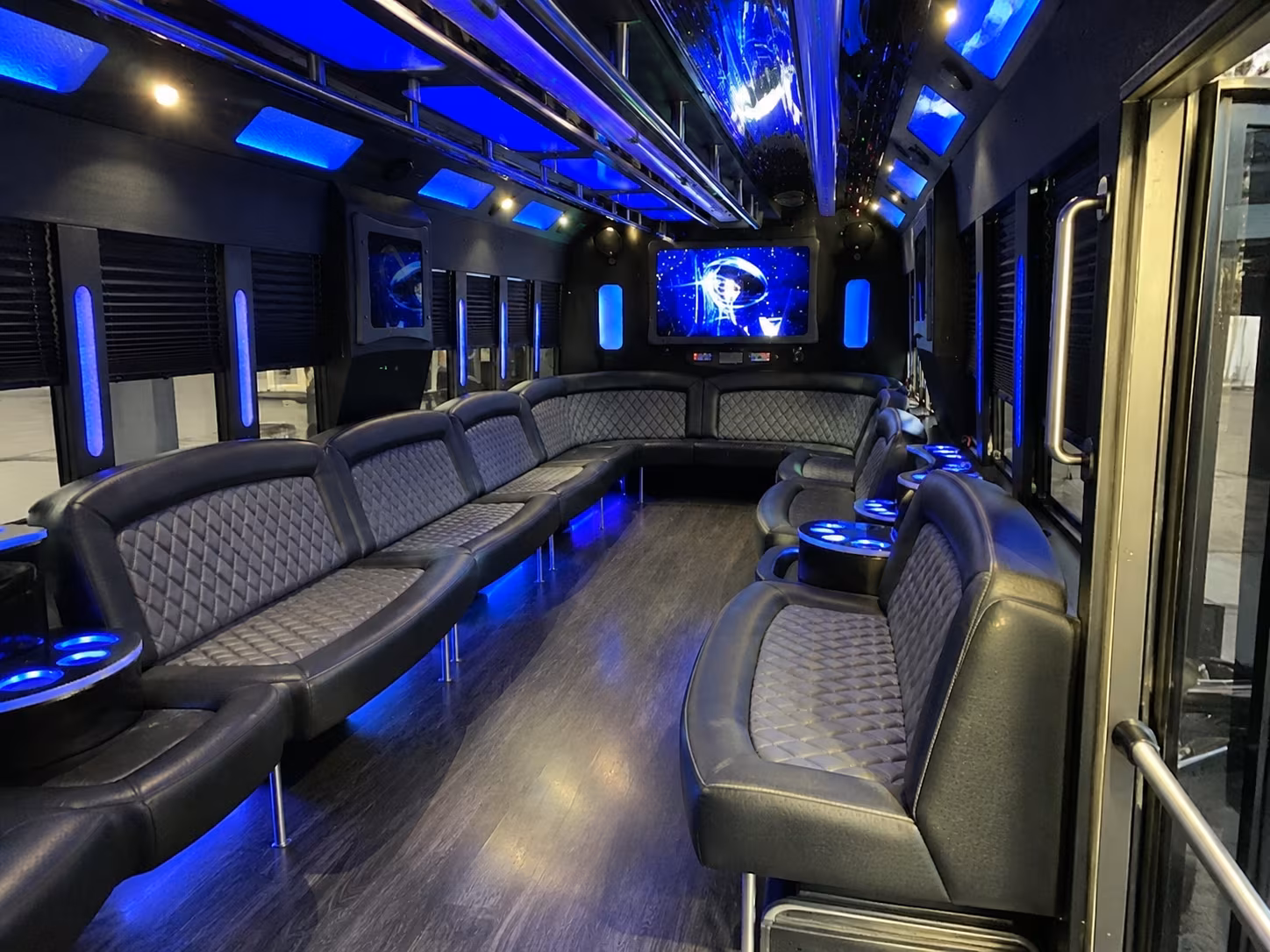 modesto 28 passenger party bus interior