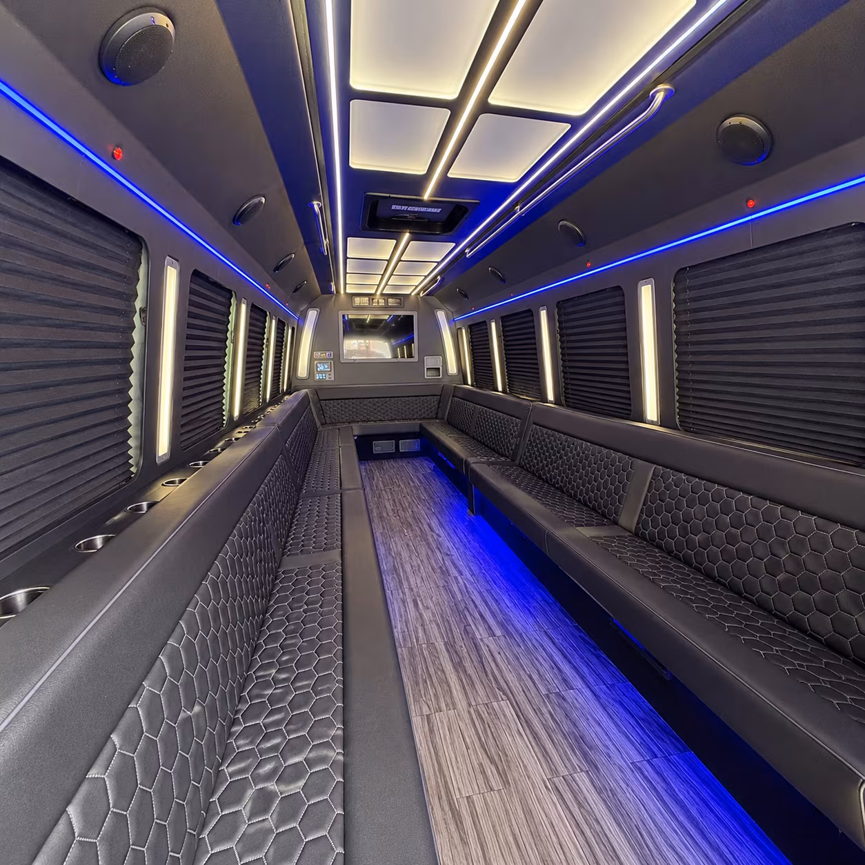 modesto 30 passenger party bus interior