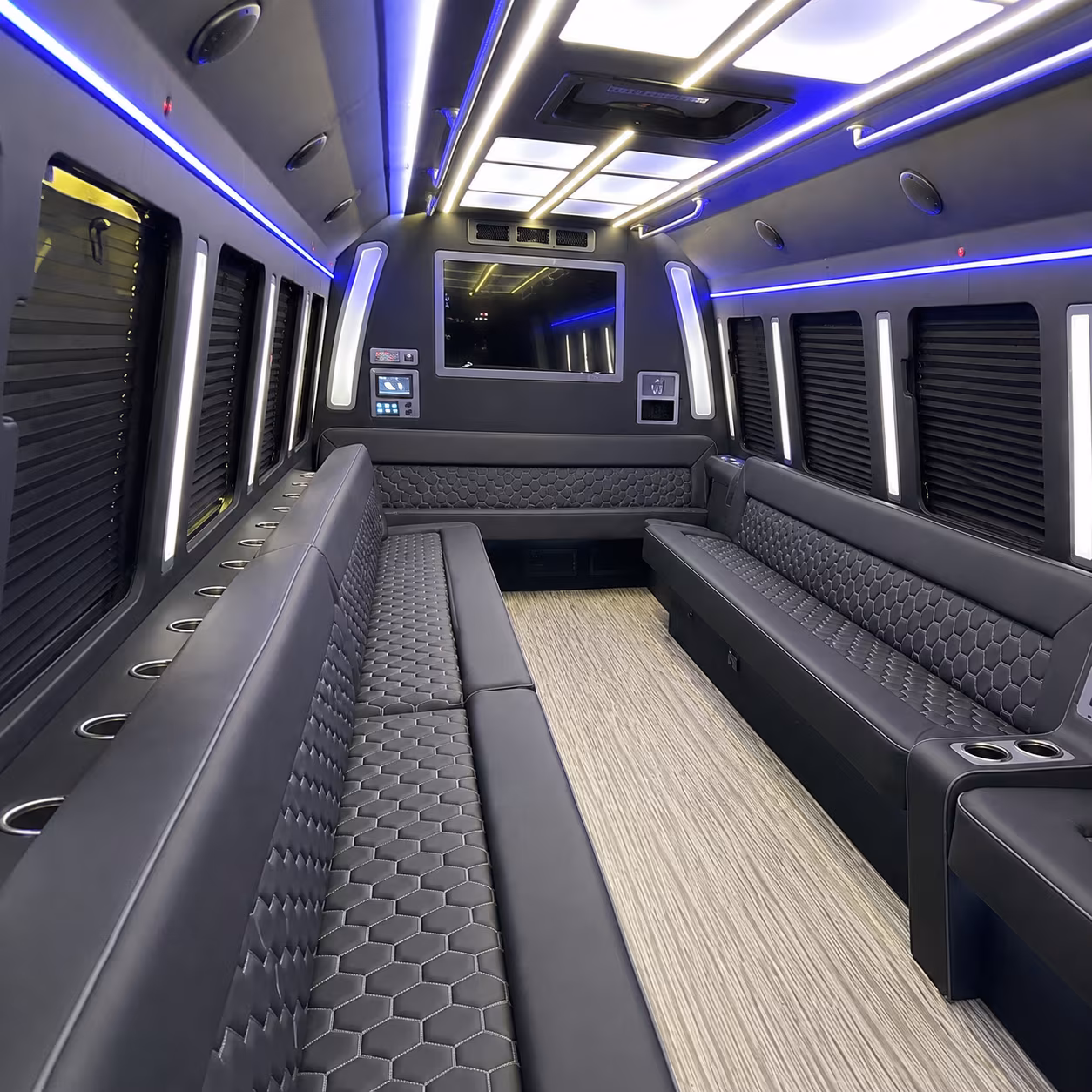 modesto 40 passenger party bus inside
