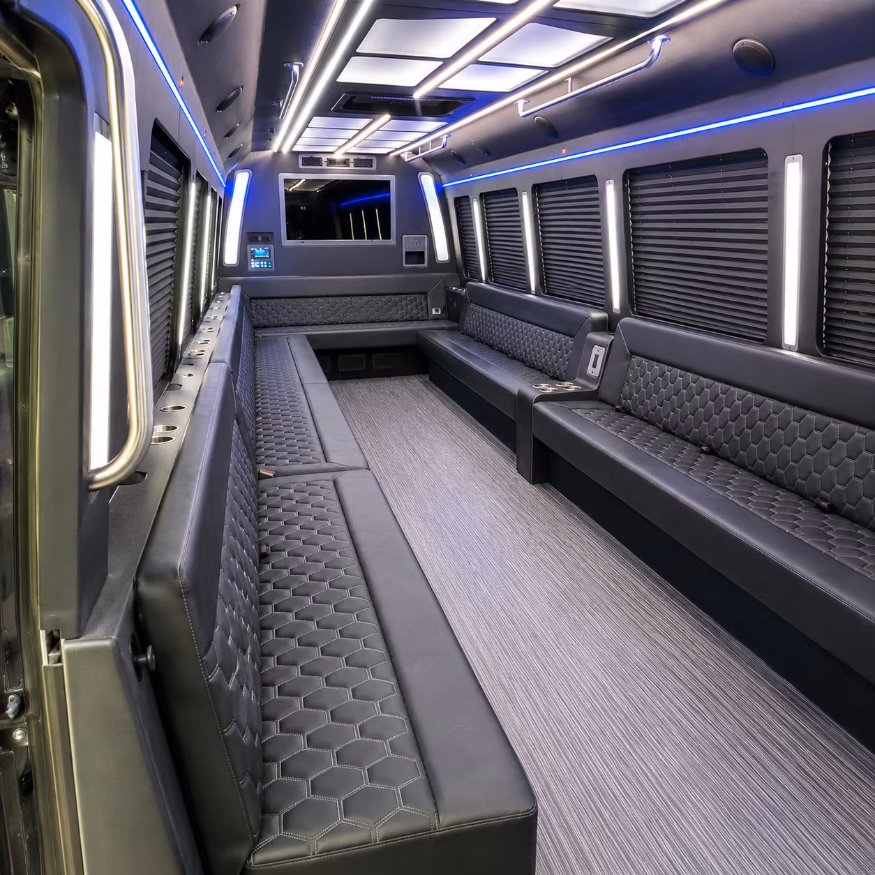 modesto 40 passenger party bus interior