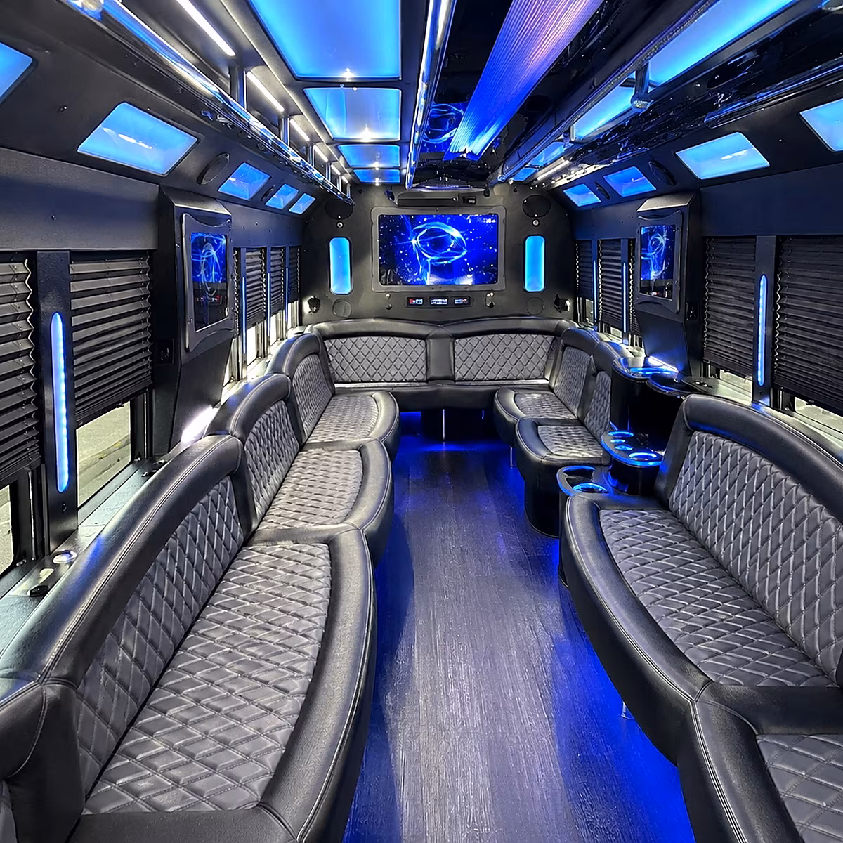 modesto 50 passenger party bus interior